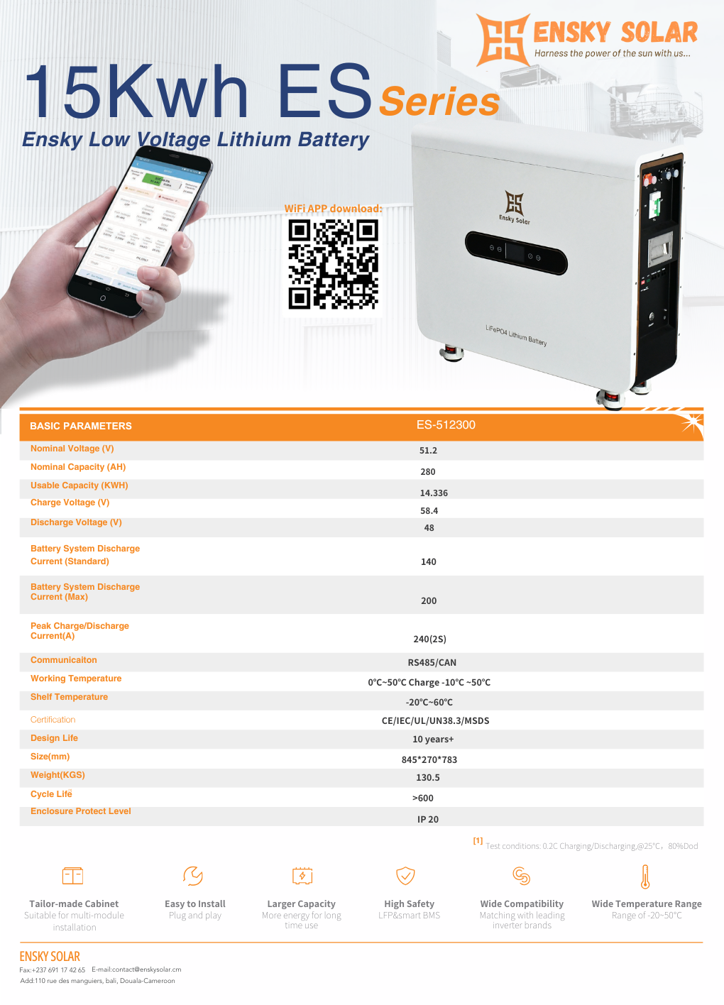 Batterie lithium 15kwh ensky solar